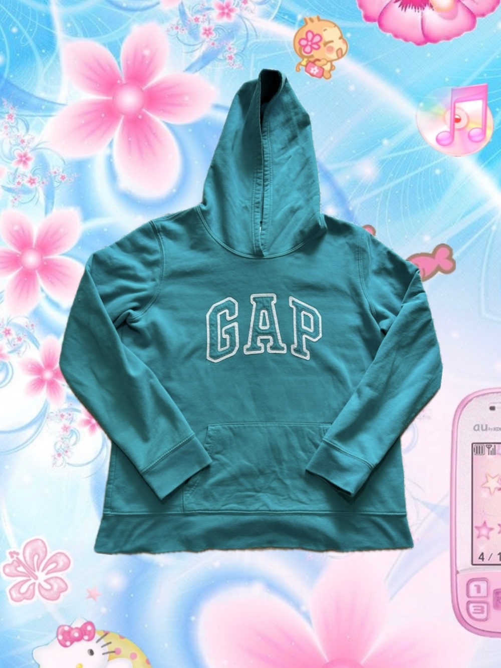GAP Y2K Teal Hoodie